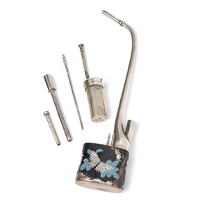 Cloisonne & Paktong Chinese Water Pipe - Ca 1900