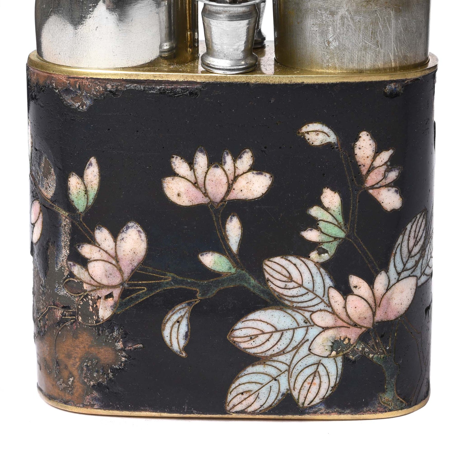 Cloisonne & Paktong Chinese Water Pipe - Ca 1900