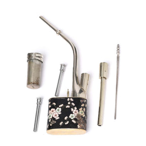 Cloisonne & Paktong Chinese Water Pipe - Ca 1900