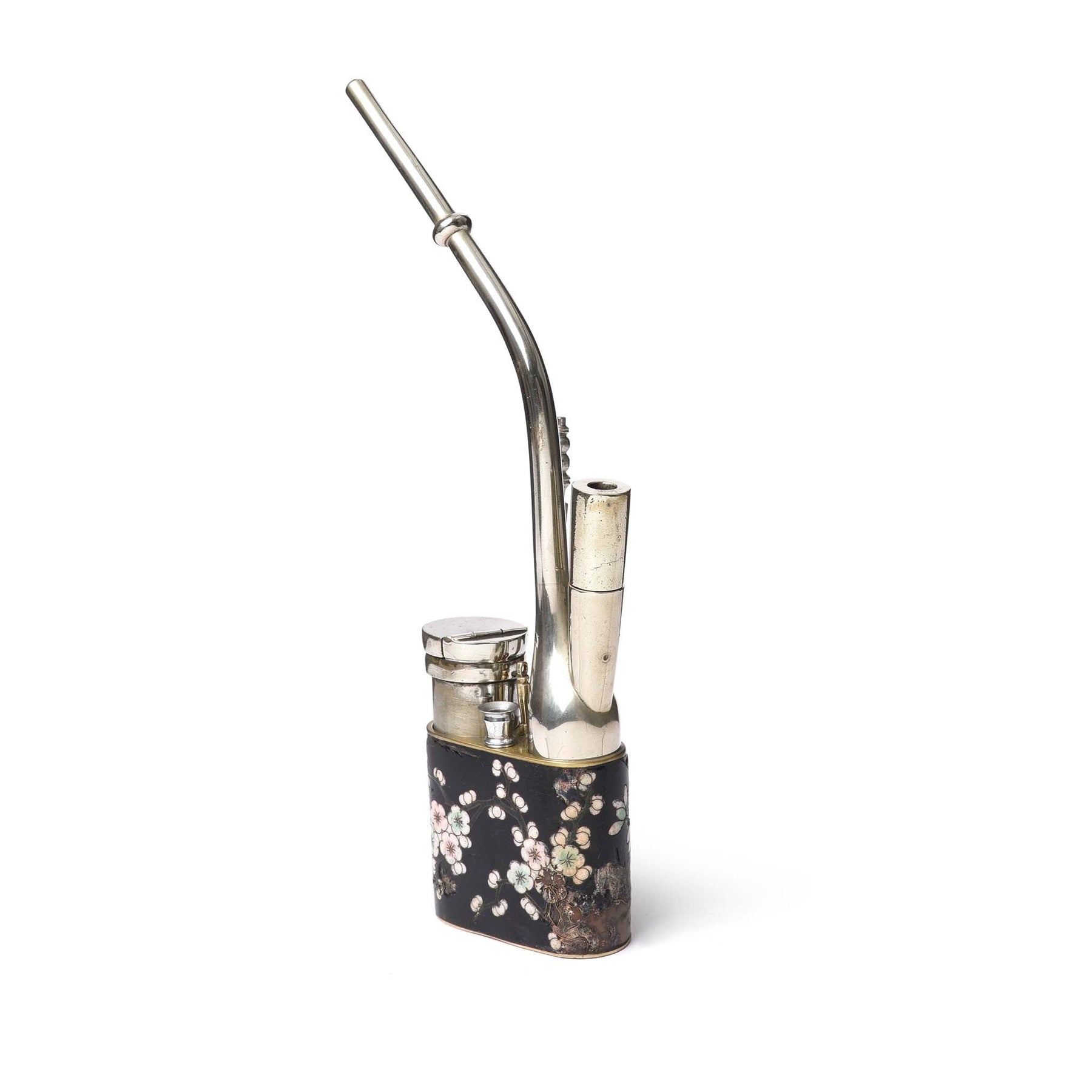 Cloisonne & Paktong Chinese Water Pipe - Ca 1900