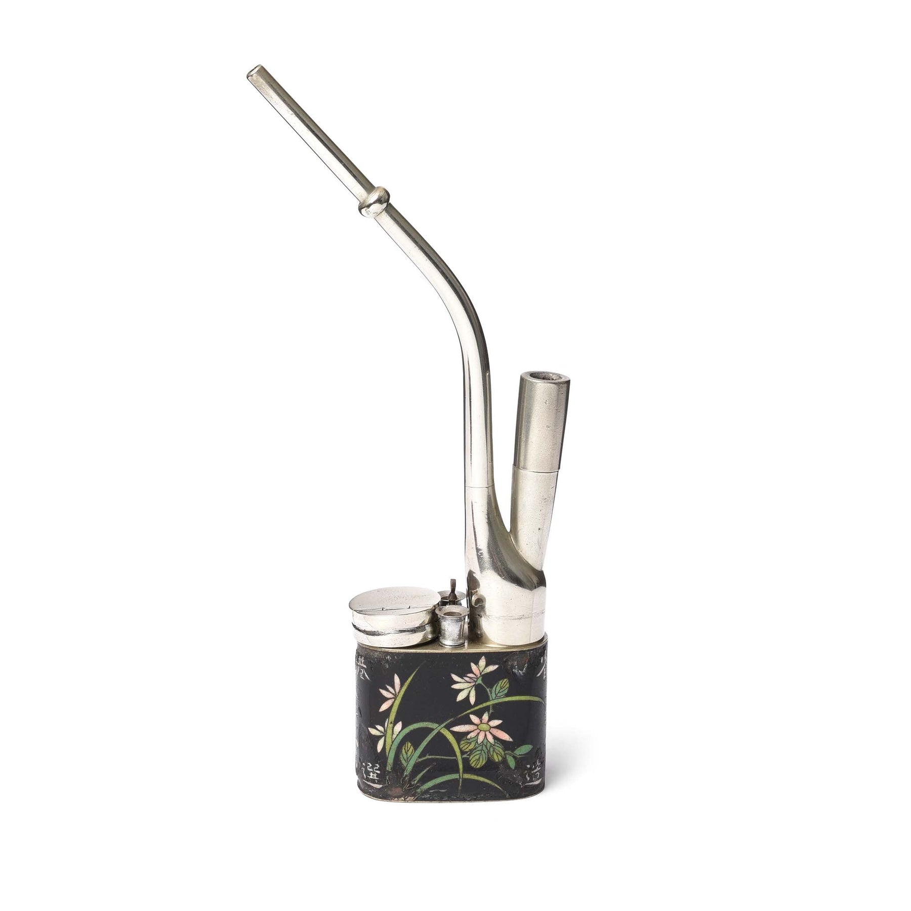 Cloisonne & Paktong Chinese Water Pipe - Ca 1900