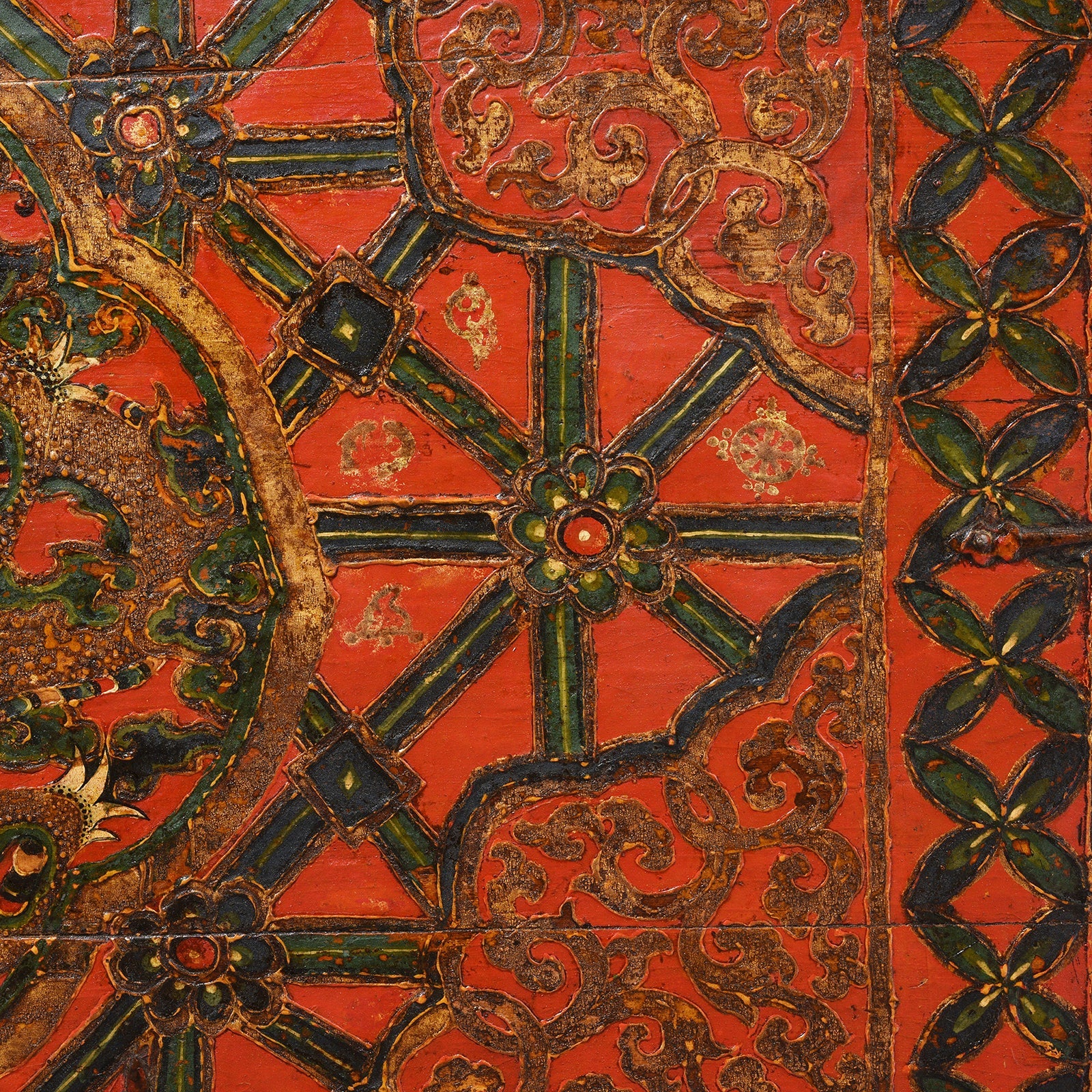 Painted Tibetan 'Double Dragon' Chest From Central Tibet - 17th Century