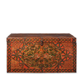 Painted Tibetan 'Double Dragon' Chest From Central Tibet - 17th Century