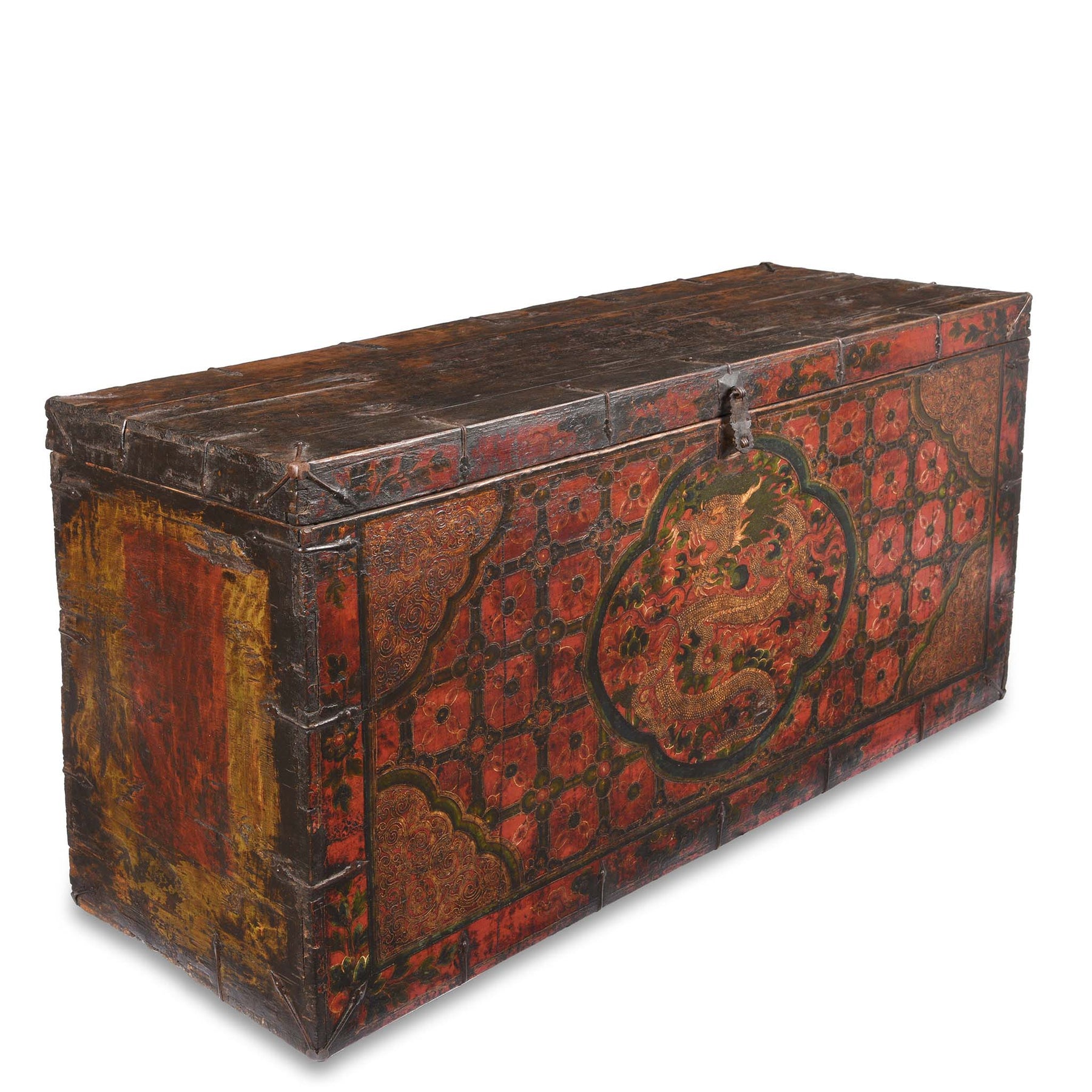 Painted Tibetan 'Dragon' Storage Chest - 18th Century