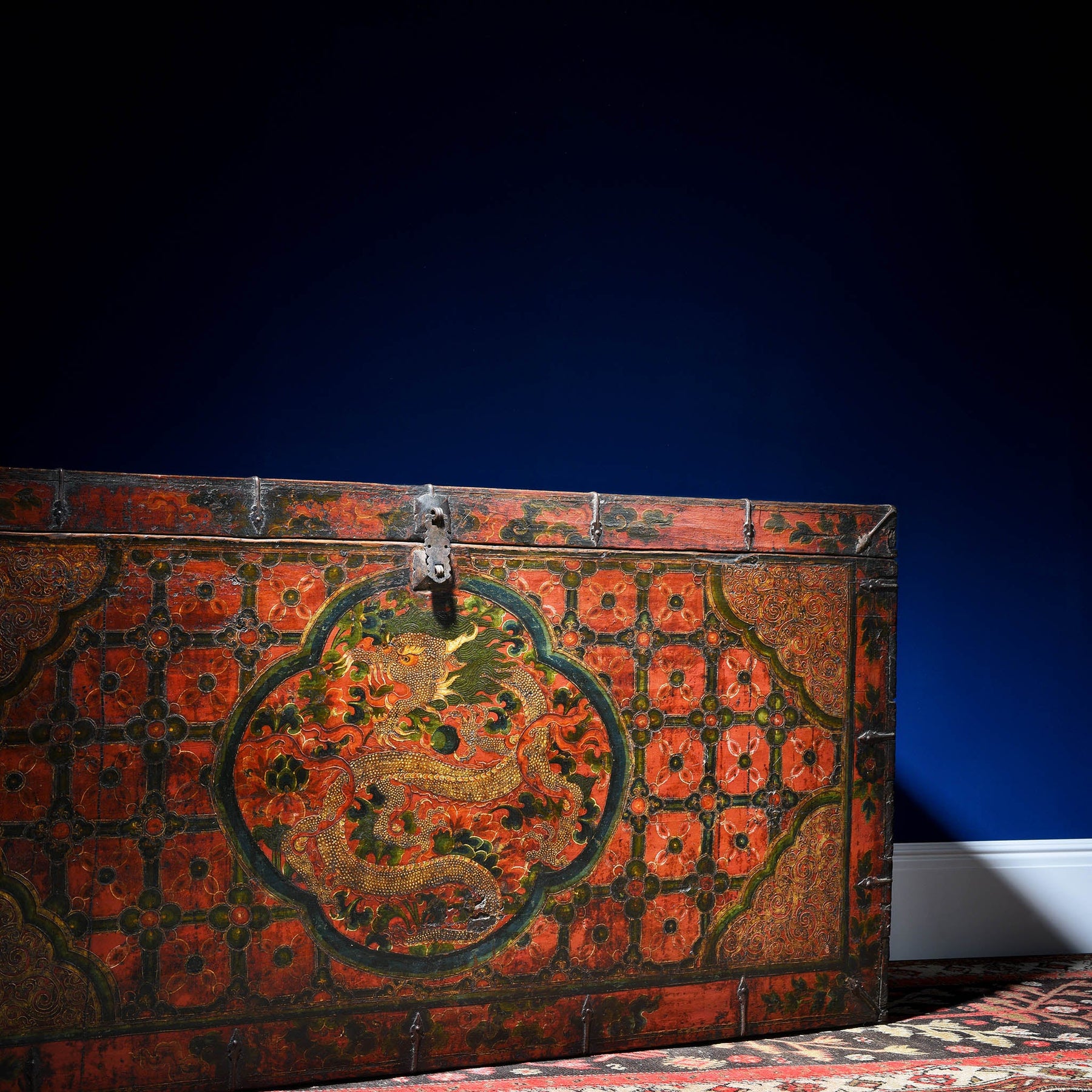 Painted Tibetan 'Dragon' Storage Chest - 18th Century