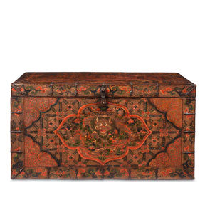 Painted Tibetan Dragon Storage Chest - 18th Century