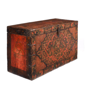 Painted Tibetan Dragon Storage Chest - 18th Century