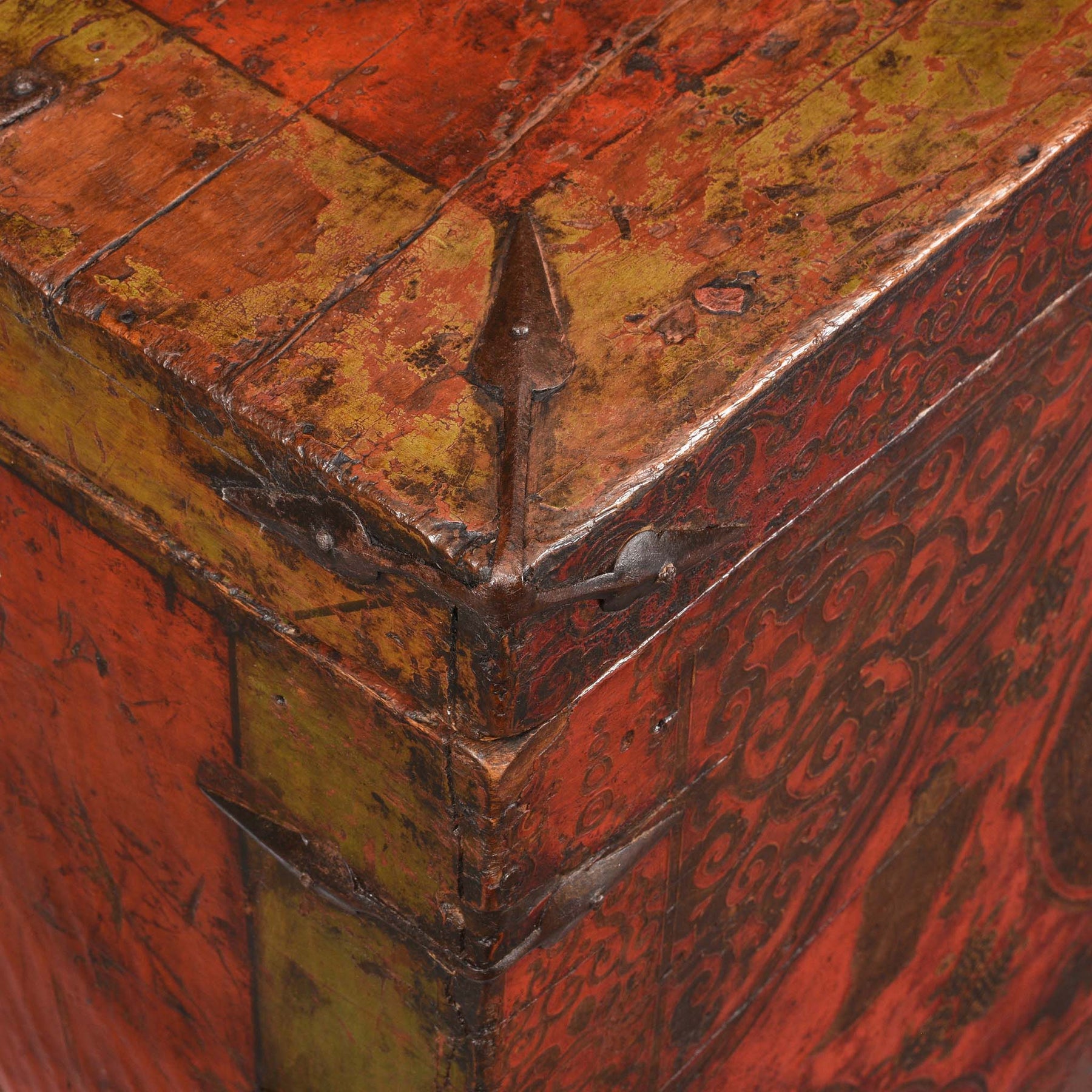Painted Tibetan 'Double Dragon' Storage Chest - 17th Century