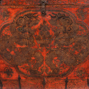 Painted Tibetan 'Double Dragon' Storage Chest - 17th Century