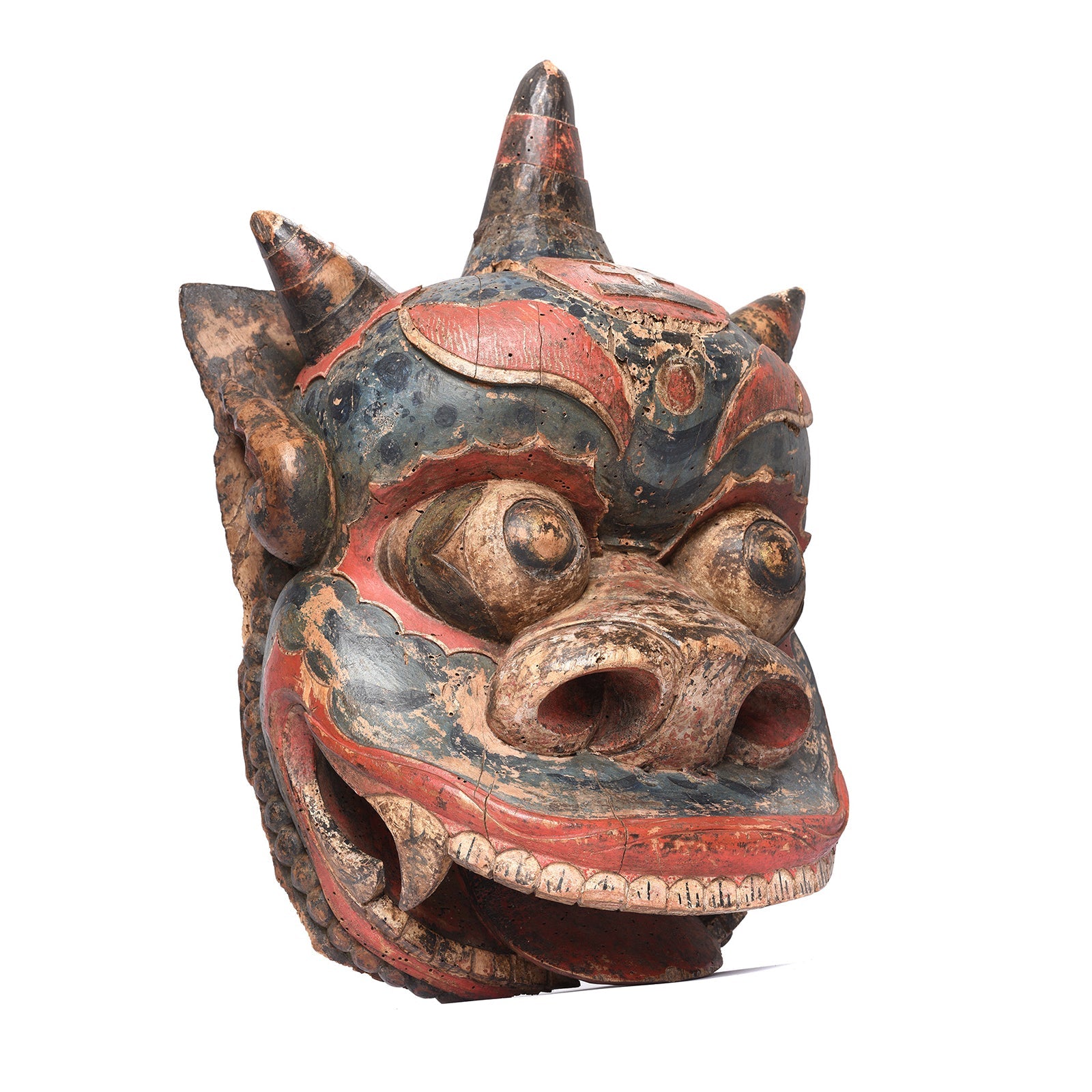 Polychrome Tiger/Lion Nuo Mask From Shanxi - 19thC