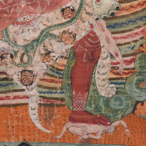 Tibetan Raktayamari & Vajravetali Yab Yum Thangka - 19th Century