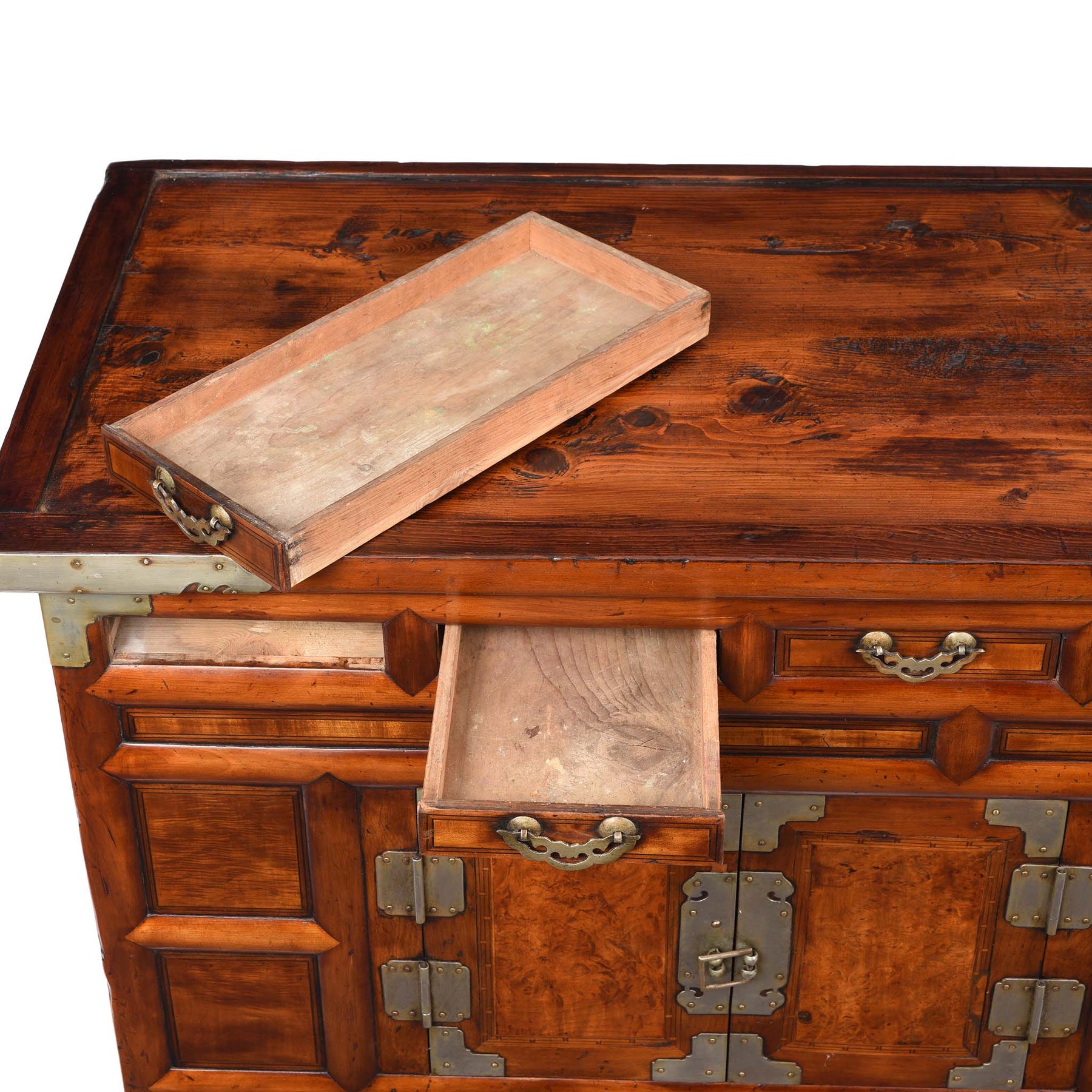 Burr Elm Korean Morijang Side Cabinet - Early 20thC
