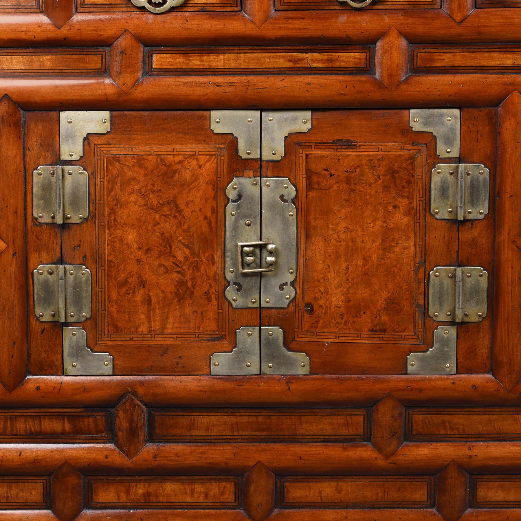 Burr Elm Korean Morijang Side Cabinet - Early 20thC