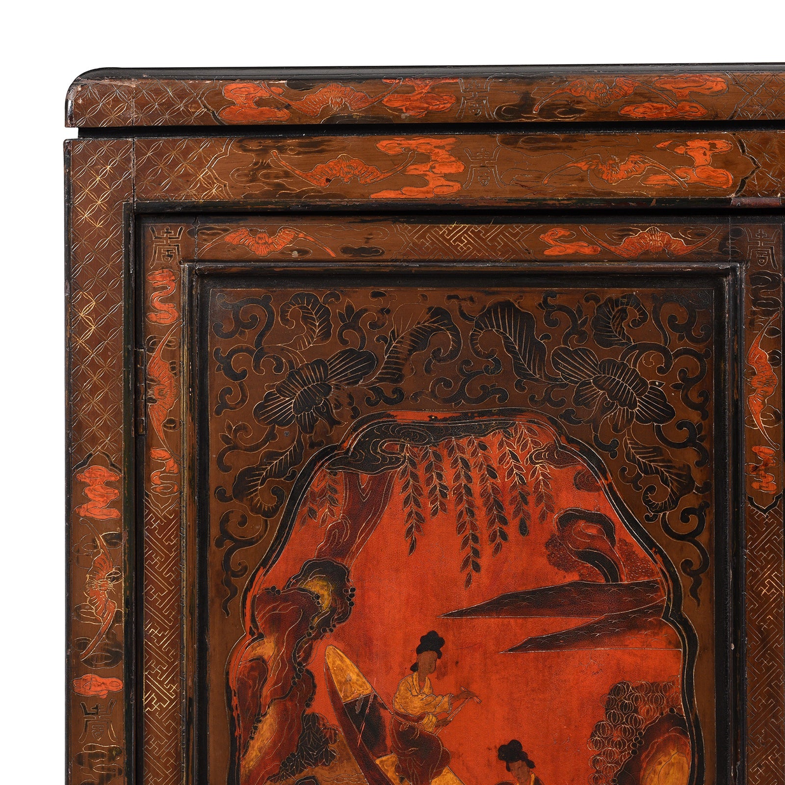 Painted Japanese Style Side Cabinet - Ca 1930