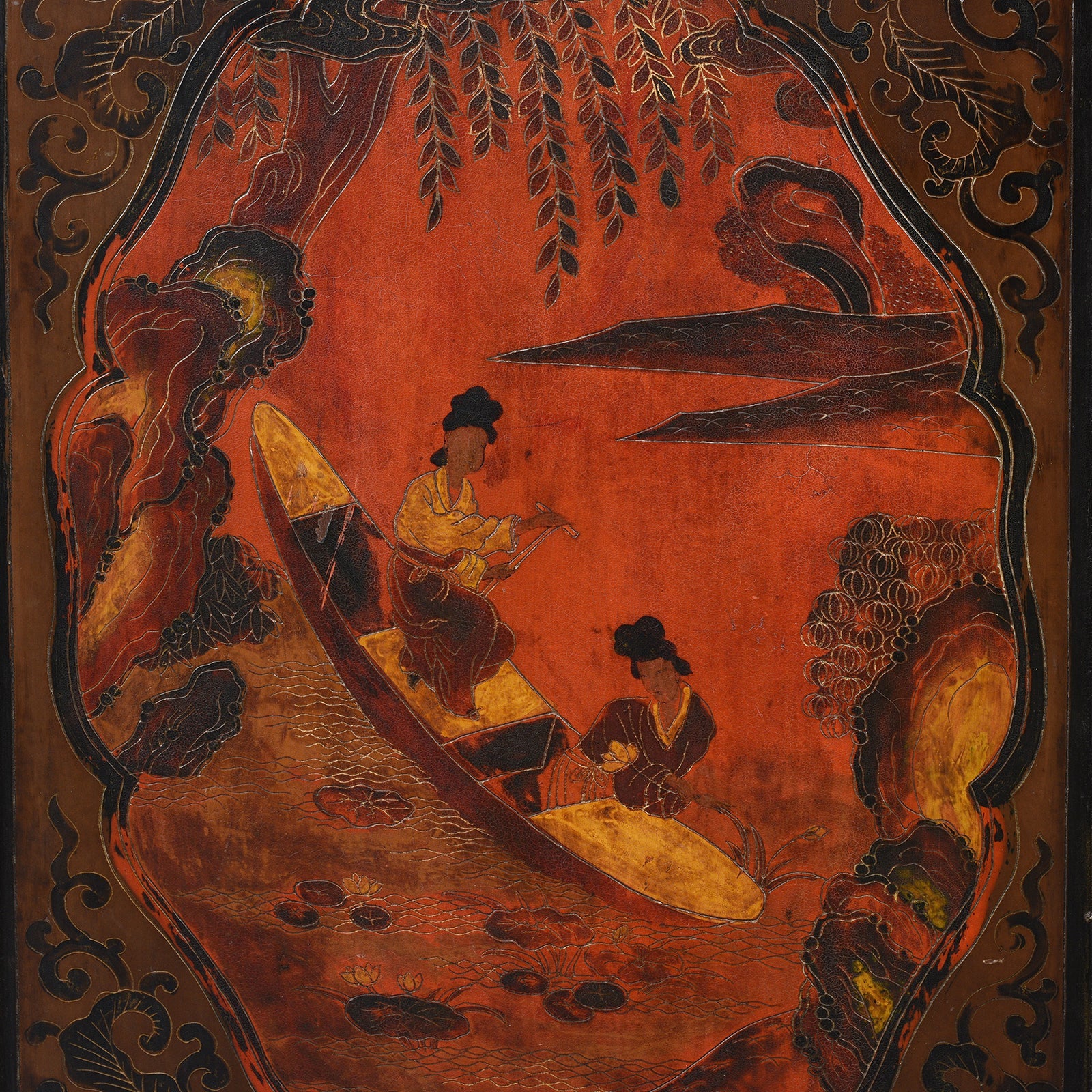 Painted Japanese Style Side Cabinet - Ca 1930