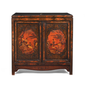 Painted Japanese Style Side Cabinet - Ca 1930