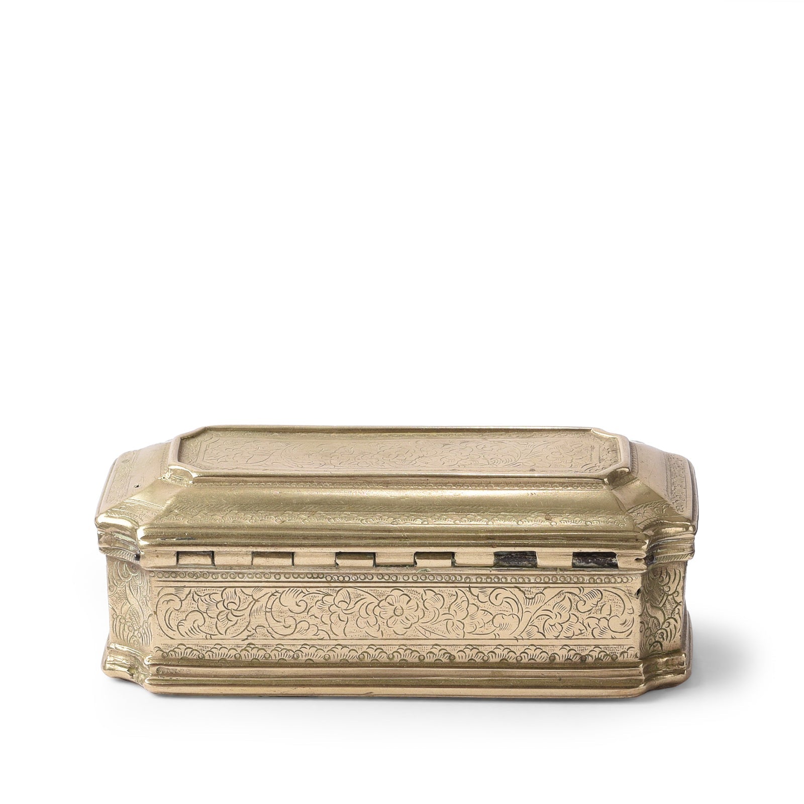 Carved Brass Paan (Betelnut) Box from Rajasthan Circa  - 19th Century