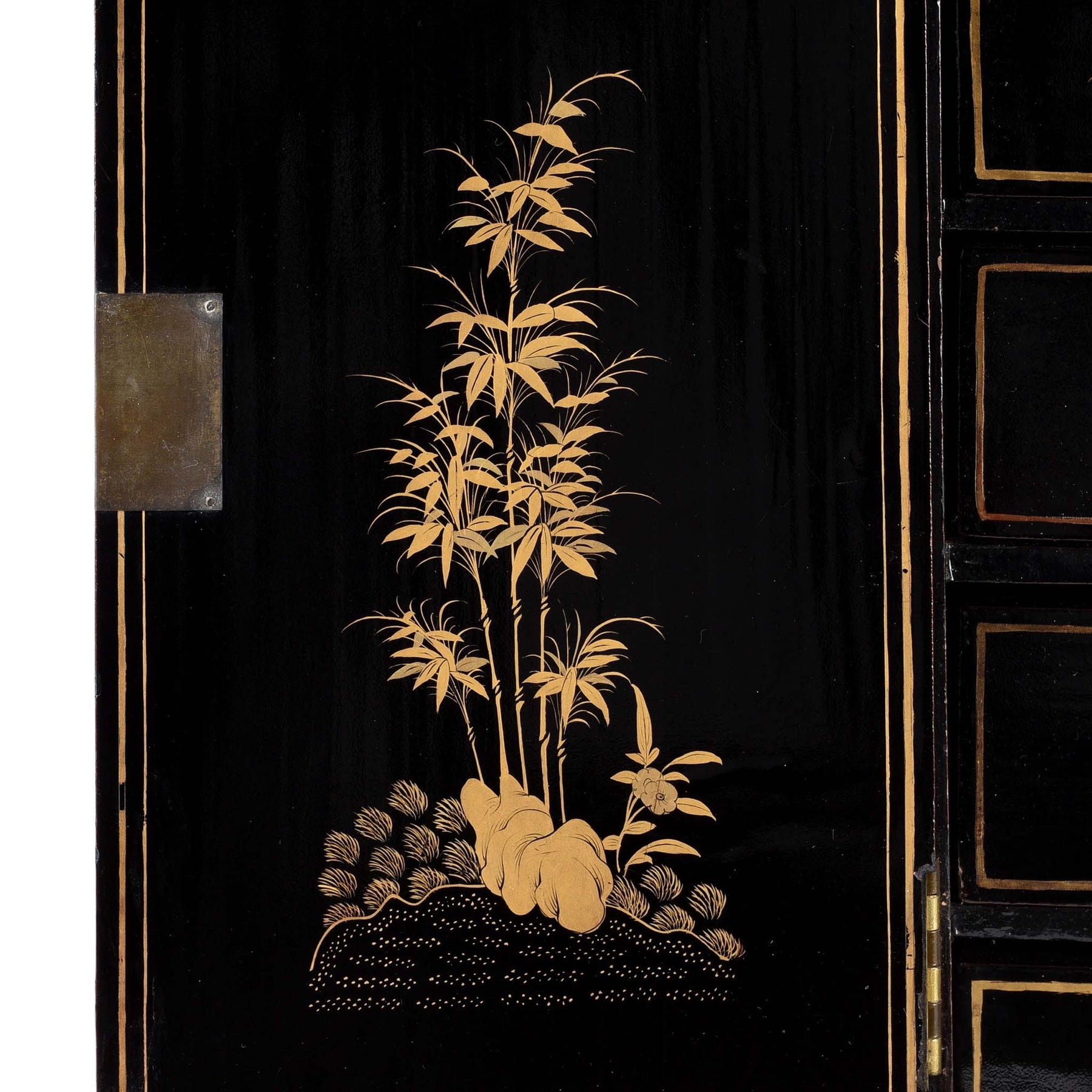 Gilt Black Lacquer Chinese Export Jewellery Cabinet - Early 19th Century