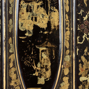 Gilt Black Lacquer Chinese Export Jewellery Cabinet - Early 19th Century