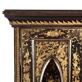 Gilt Black Lacquer Chinese Export Jewellery Cabinet - Early 19th Century