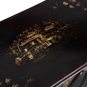 Gilt Black Lacquer Chinese Export Jewellery Cabinet - Early 19th Century