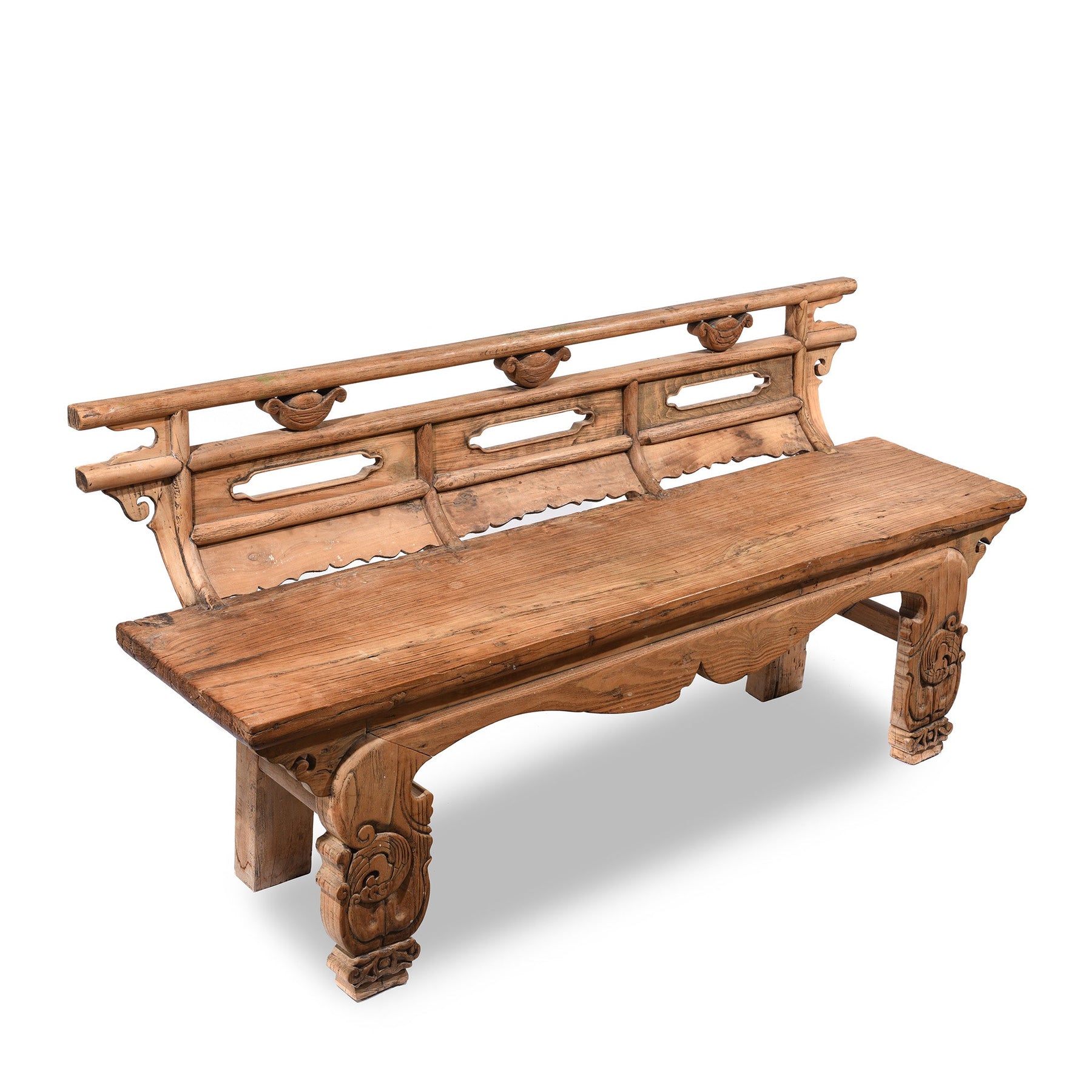 Chinese Elm & Poplar Opera Bench - Late 19thC