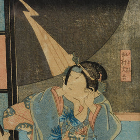 Framed Japanese Woodblock Print Oban by Utagawa Yoshikazu - 19th Century