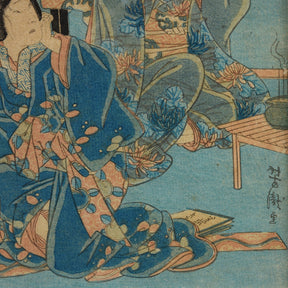 Framed Japanese Woodblock Print Oban by Utagawa Yoshikazu - 19th Century