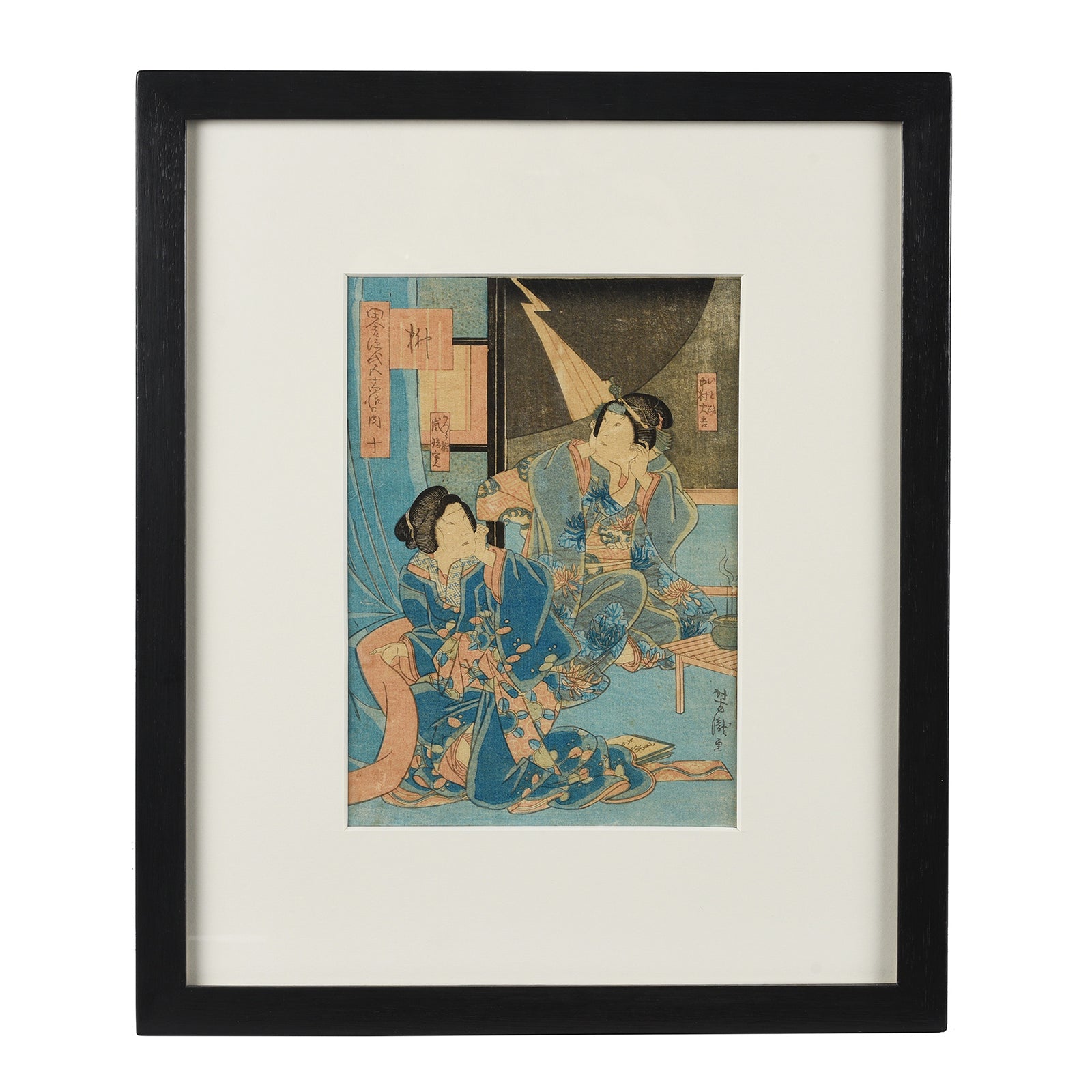 Framed Japanese Woodblock Print Oban by Utagawa Yoshikazu - 19th Century