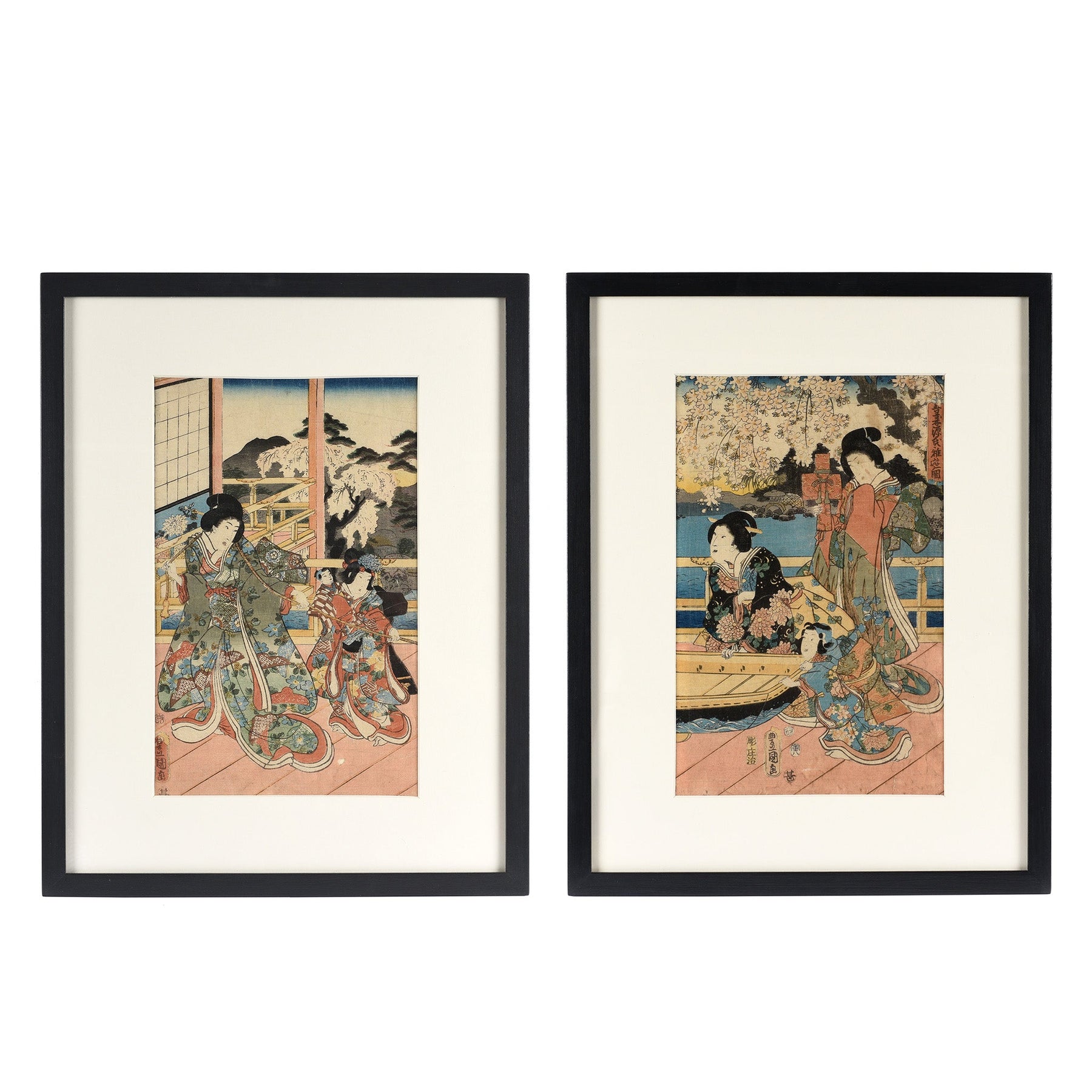Framed Japanese Woodblock Print Oban by Utagawa Kunisada - 19th Century