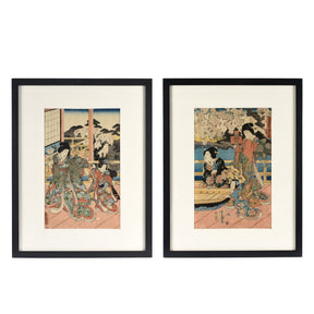 Framed Japanese Woodblock Print Oban by Utagawa Kunisada - 19th Century