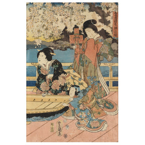 Framed Japanese Woodblock Print Oban by Utagawa Kunisada - 19th Century