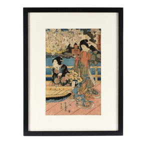 Framed Japanese Woodblock Print Oban by Utagawa Kunisada - 19th Century