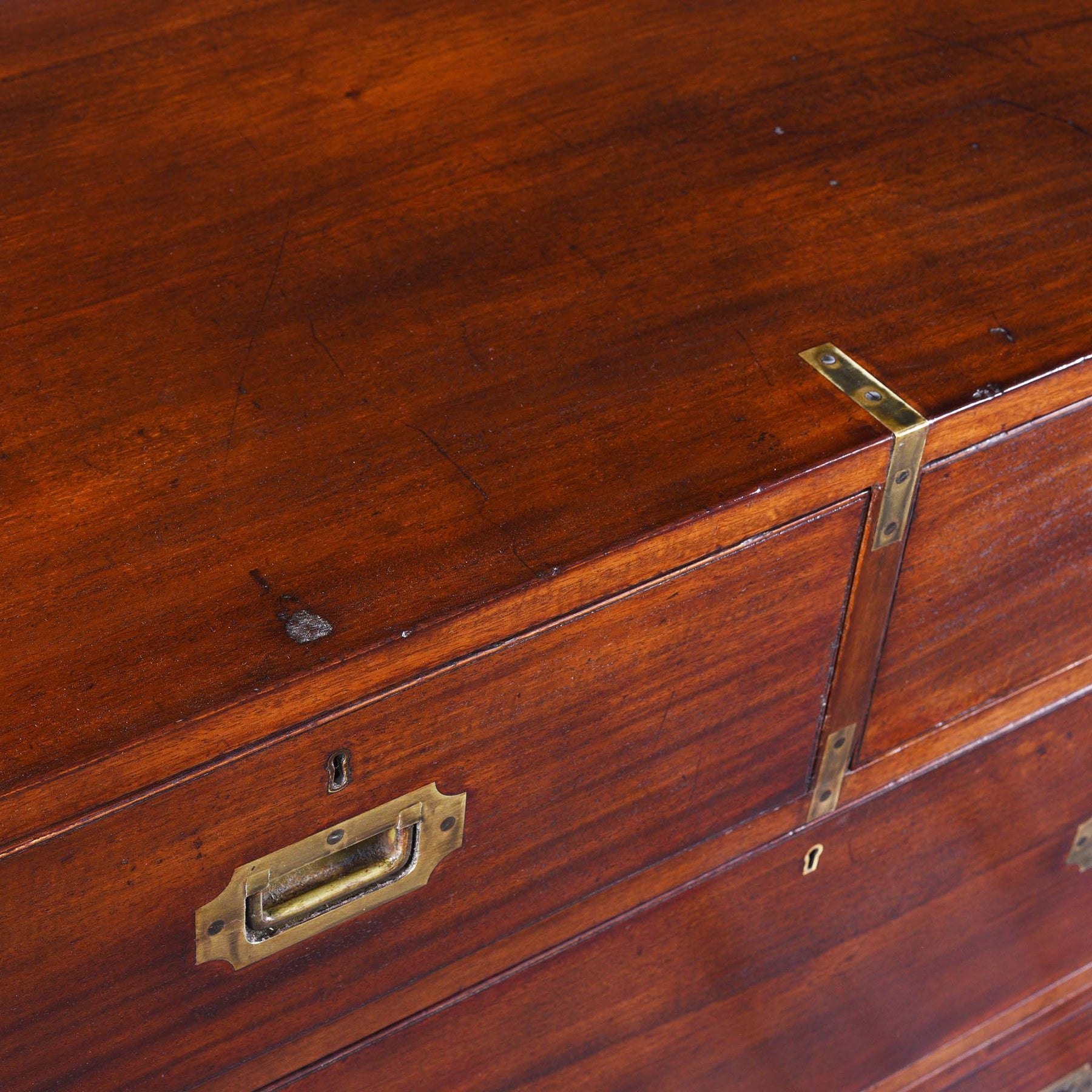 Anglo Indian Teak Campaign Chest Of Drawers - 19thC