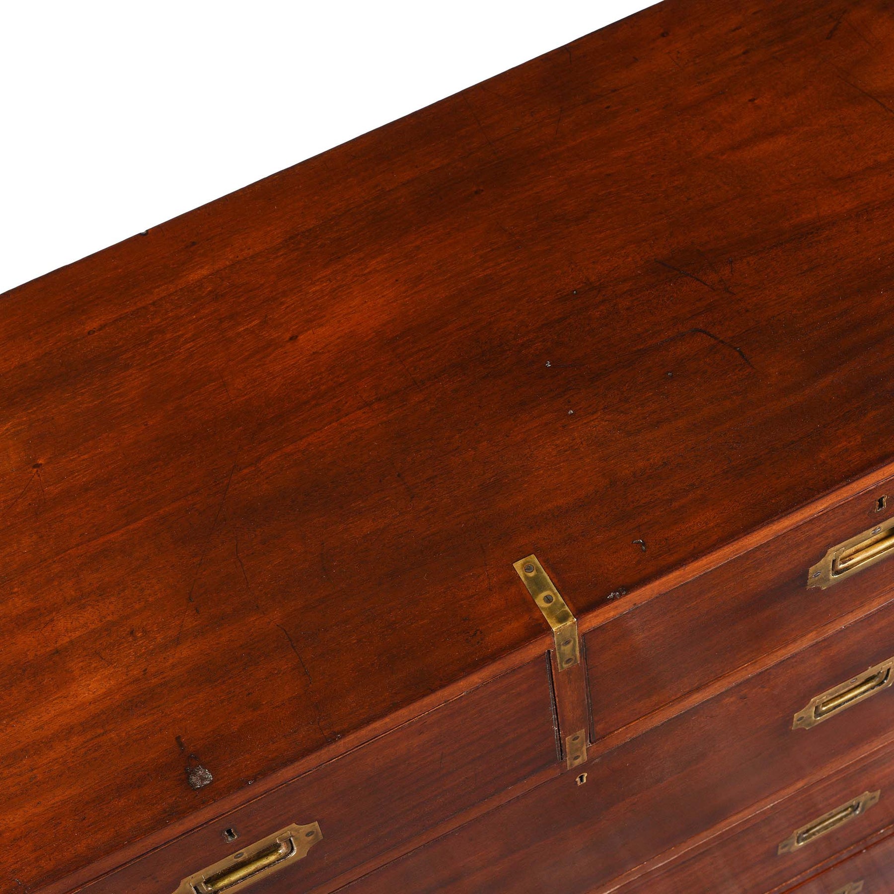 Anglo Indian Teak Campaign Chest Of Drawers - 19thC