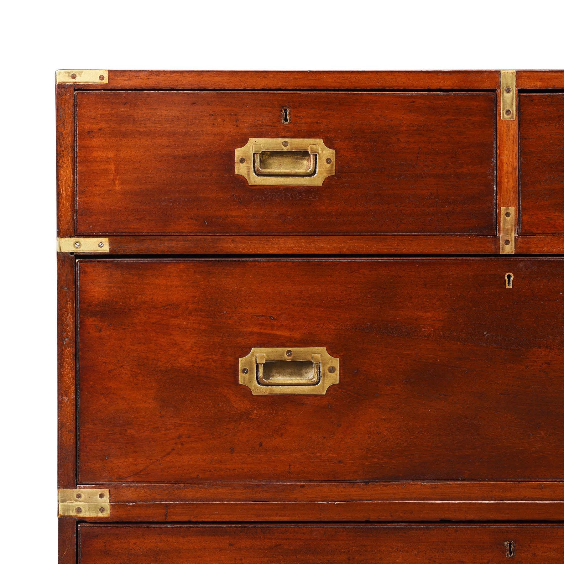 Anglo Indian Teak Campaign Chest Of Drawers - 19thC