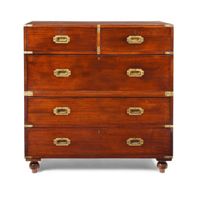 Anglo Indian Teak Campaign Chest Of Drawers - 19thC