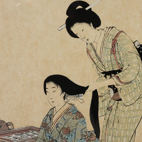'Hair Styling' Woodblock Triptych By Chikanobu