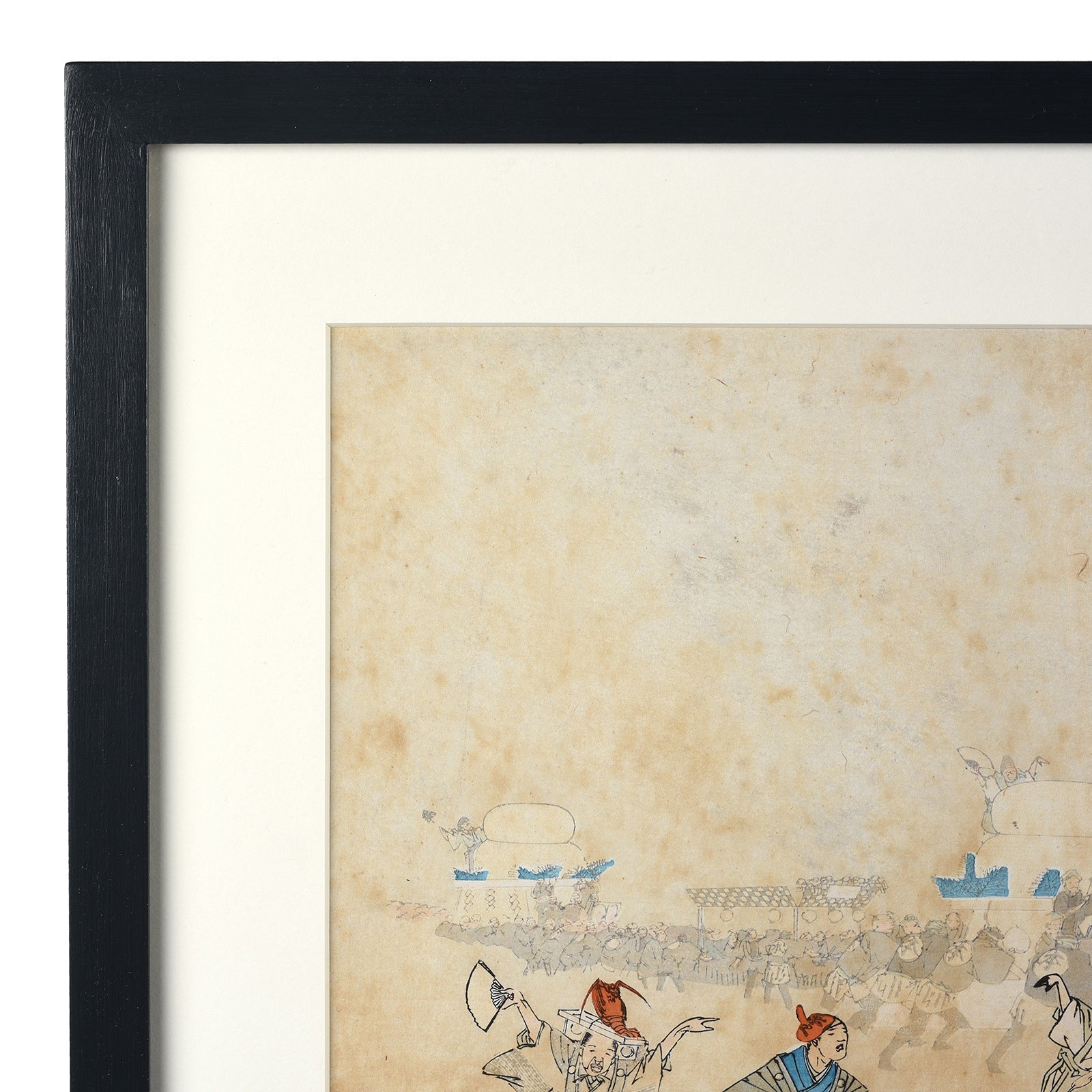 'Rice Cake Parade' Original Woodblock Triptych by Yōshū (Hashimoto) Chikanobu - Ca 1895