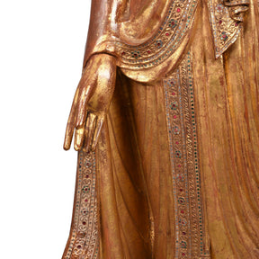 Gilded Teak Burmese Standing Buddha - Early 20thC