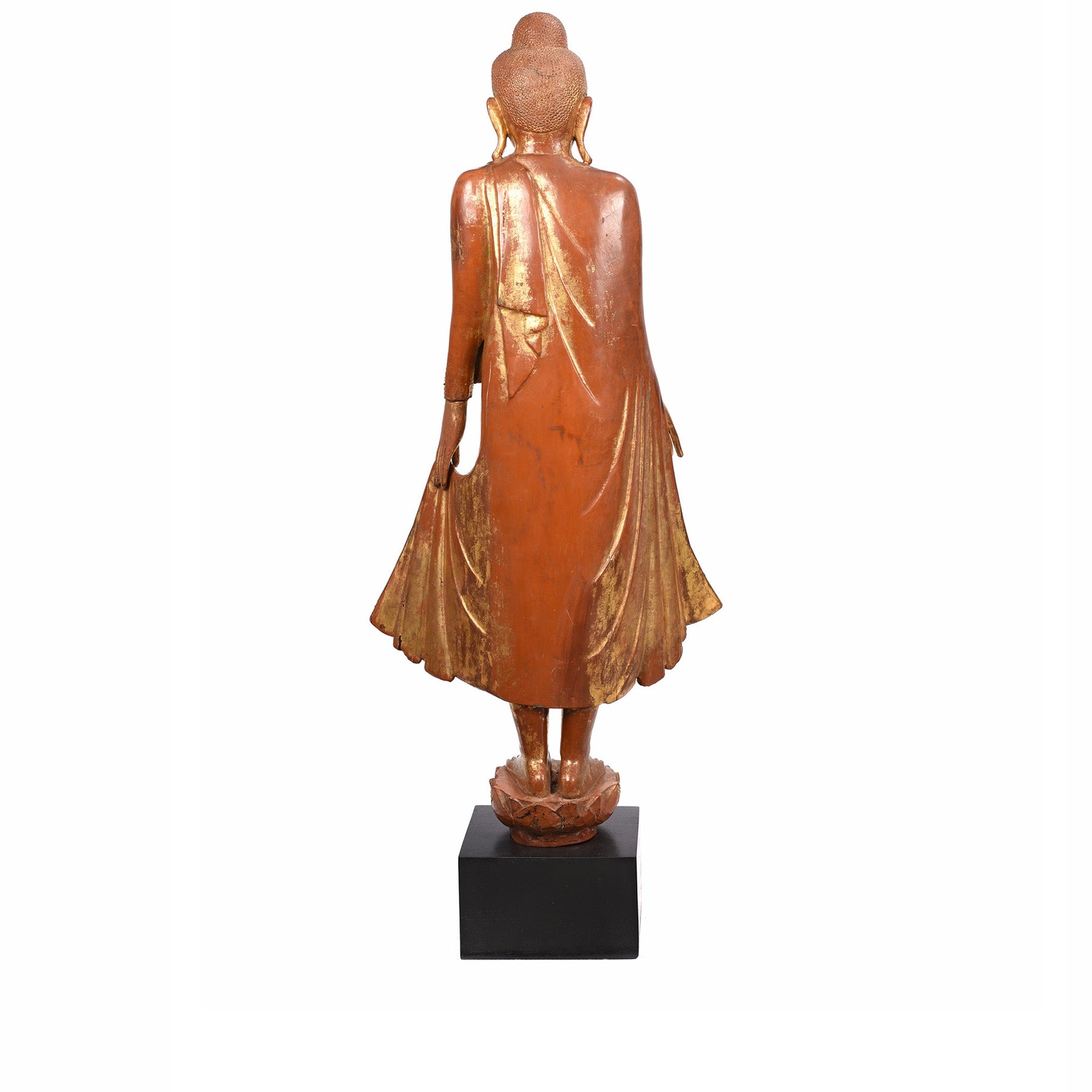 Gilded Teak Burmese Standing Buddha - Early 20thC
