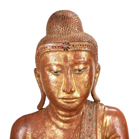 Gilded Teak Burmese Standing Buddha - Early 20thC