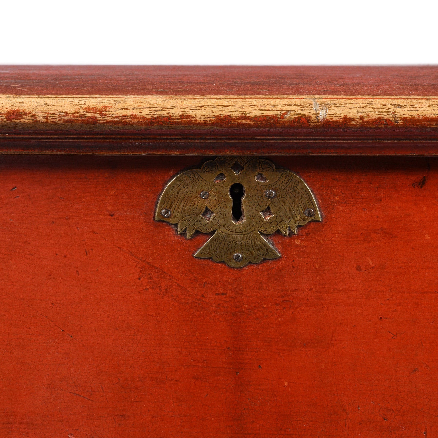 Red Lacquer Camphor Wood Chinese Chest - 18thC