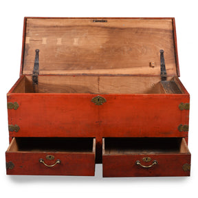 Red Lacquer Camphor Wood Chinese Chest - 18thC