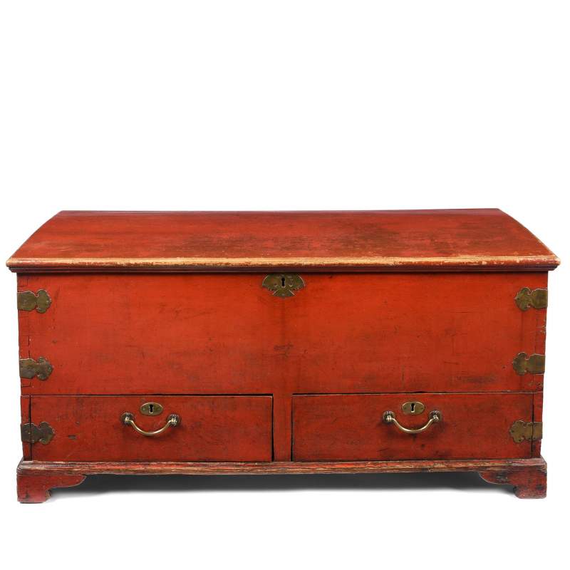 Red Lacquer Camphor Wood Chinese Chest - 18thC