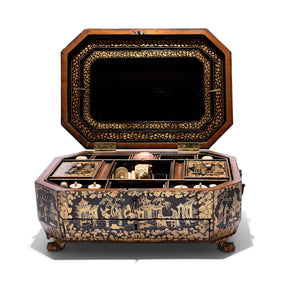 Chinese Export Lacquer Sewing Box - Qing Dynasty Early 19thC