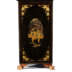 Gilt Black Lacquer Jewellery Cabinet - Early 19thC