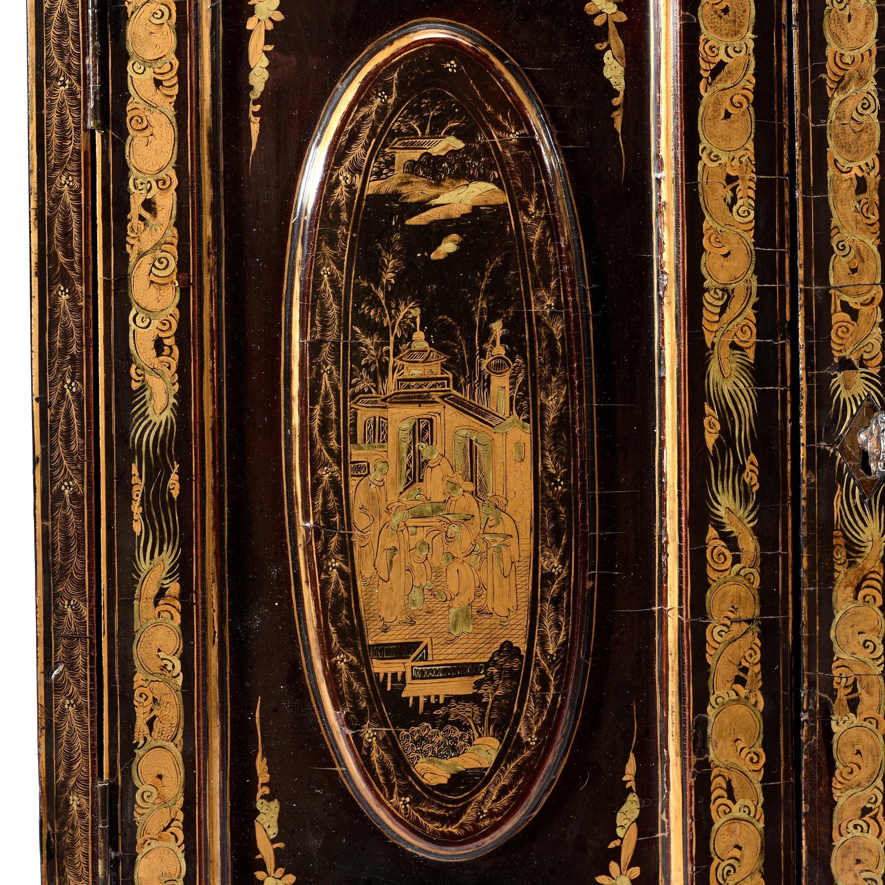 Gilt Black Lacquer Jewellery Cabinet - Early 19thC