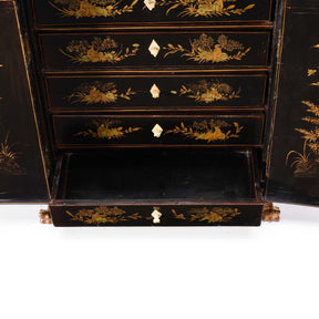 Gilt Black Lacquer Jewellery Cabinet - Early 19thC