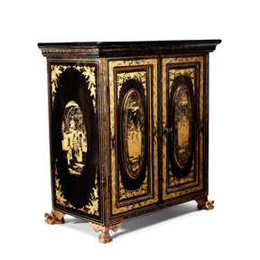 Gilt Black Lacquer Jewellery Cabinet - Early 19thC